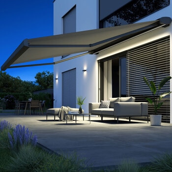 Olympus LED Awnings Athena Outdoor Patio Awning up to 3.5m Projection, Fully Installed