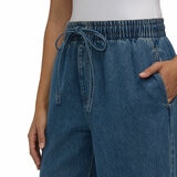 Teddi Rose Wide Leg Denim Pull on Pant in Blue