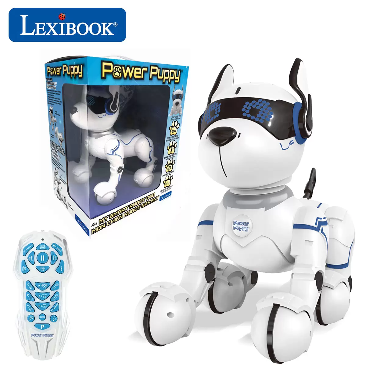 Rechargeable Battery Sings Programmable Robot with Remote Control My Smart Robot Dog Light Effects Training Function Dances Children's Toy LEXiBOOK Power Puppy DOG01BK 