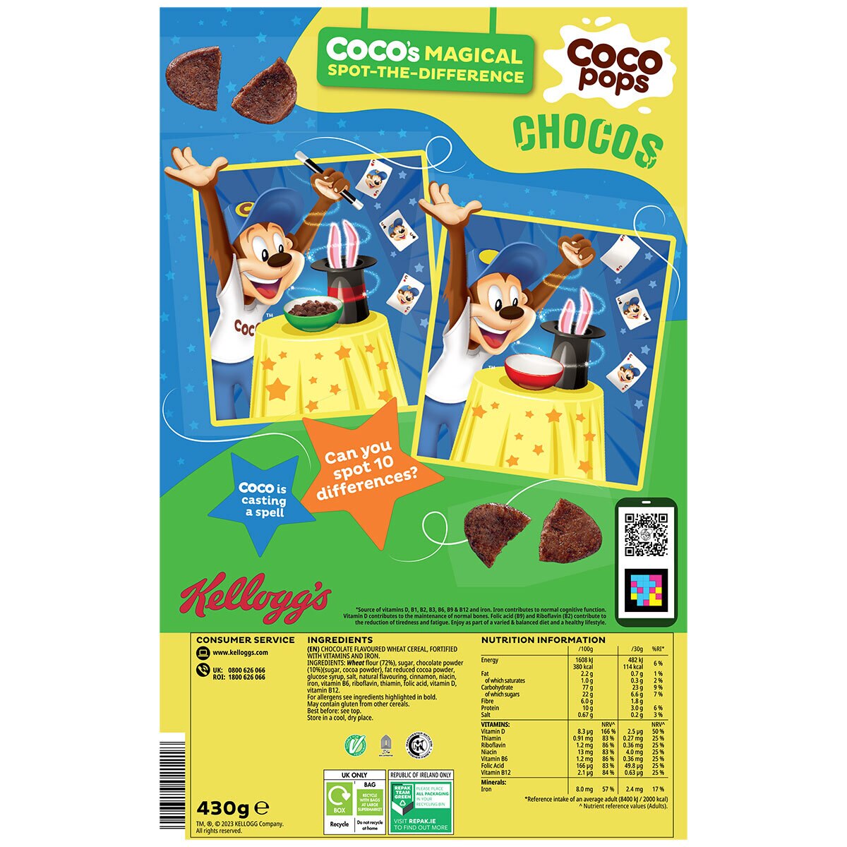 Kelloggs Coco Pops Chocos, 2 x 430g