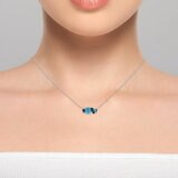 Oval, Emerald, Marquise & Pear Cut Blue Topaz & 0.02ctw Diamond Necklace, 18ct White Gold