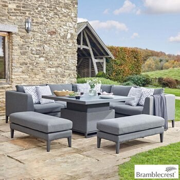 Bramblecrest St Lucia 4 Piece Deep Seating Corner Patio Set with Height Adjustable Ceramic Table