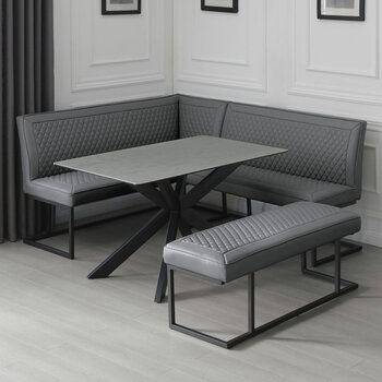 Indus Valley Arden Ceramic Dining Table With Grey Corner Bench & Low Bench