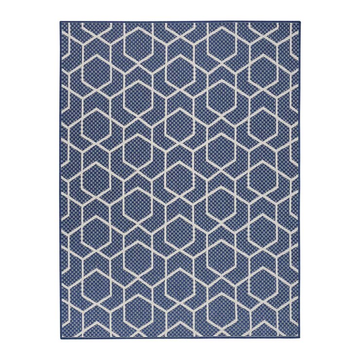 Nourison Horizon Geometric Navy Indoor Outdoor Rug, in 2 Sizes