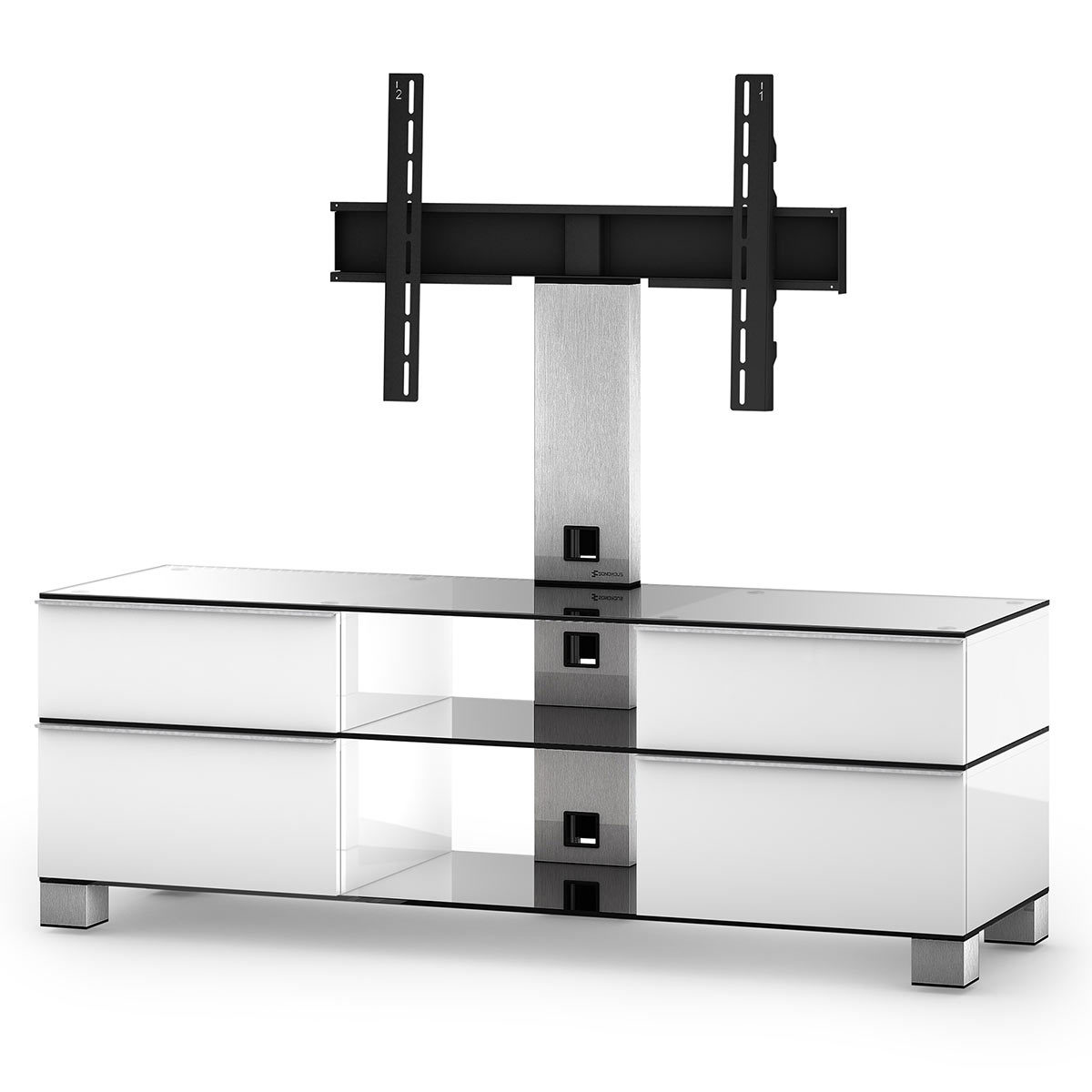 Sonorous MD8240 Cantillever TV Cabinet for TV's up to 65", in White with Clear Glass