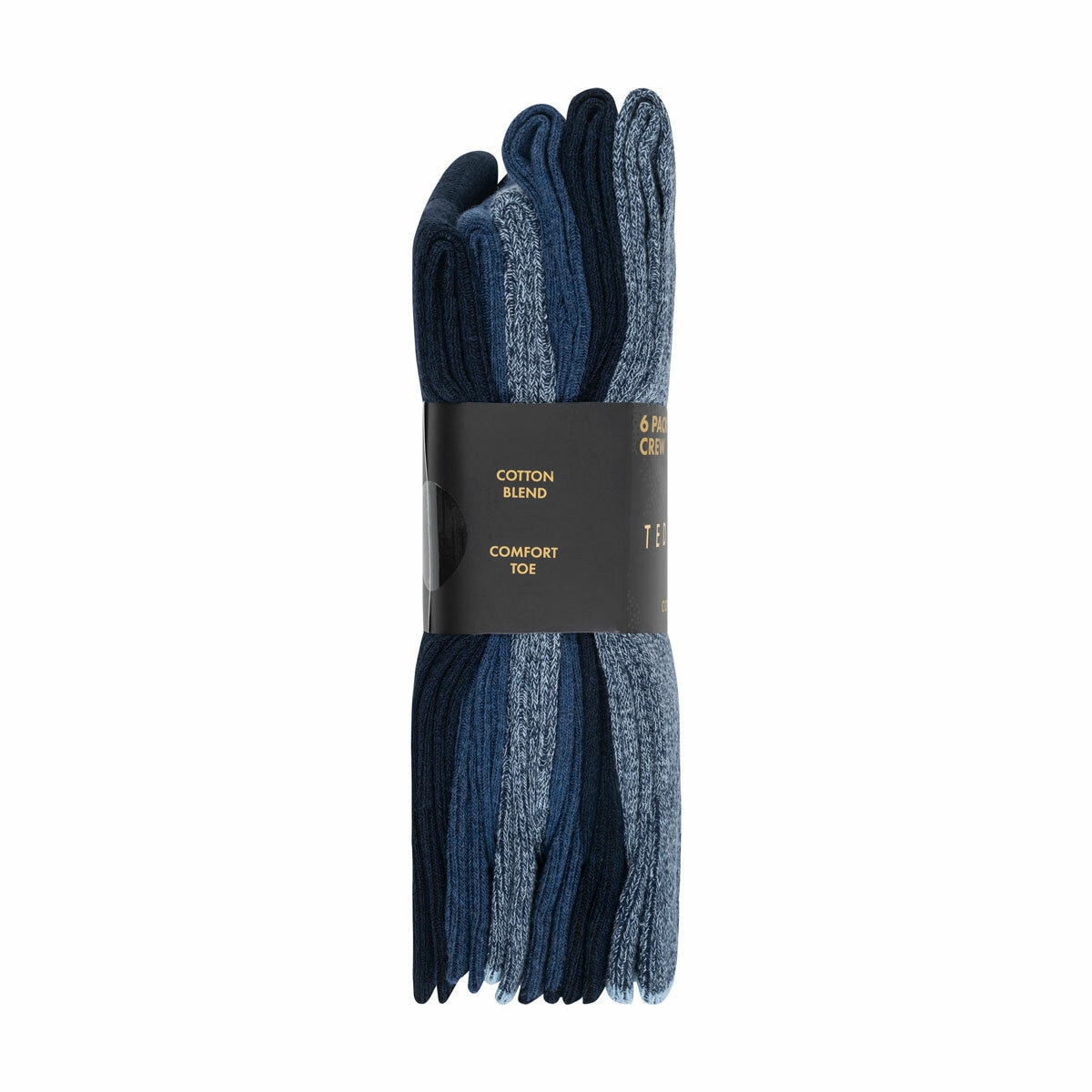 Ted Baker Men's Ribbed Sock 6 Pack in Navy