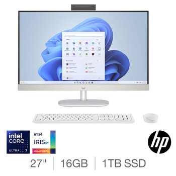 HP, Intel Core Ultra 7, 16GB RAM, 1TB SSD, 27 Inch All in One Desktop PC, 27-cr1009na