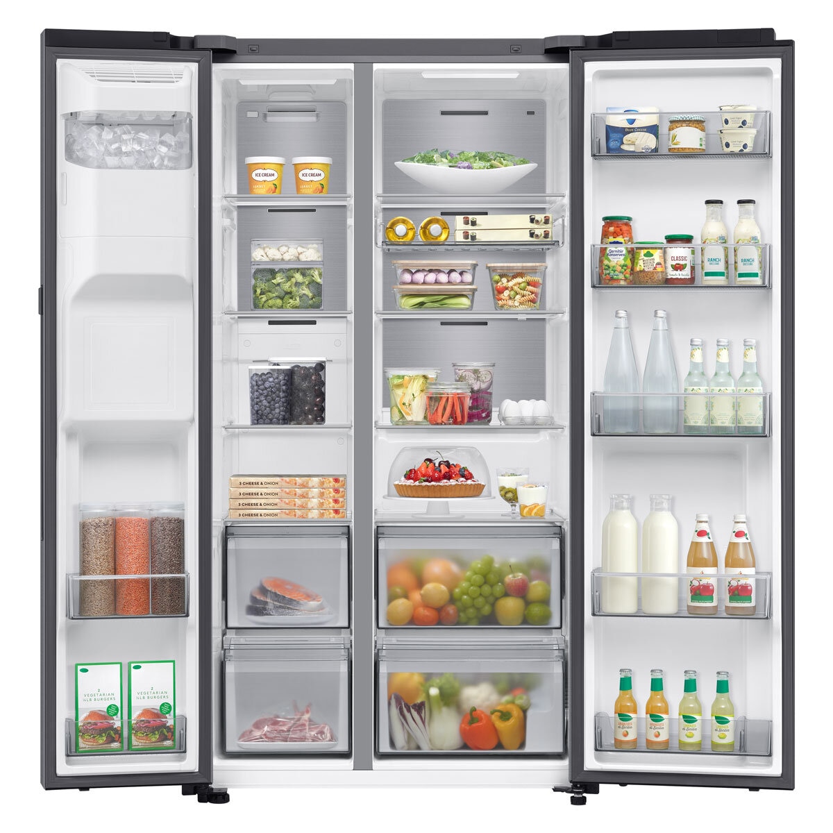Samsung Series 9, RS90F64EETEU Side by Side Fridge Freezer, E Rated in Silver