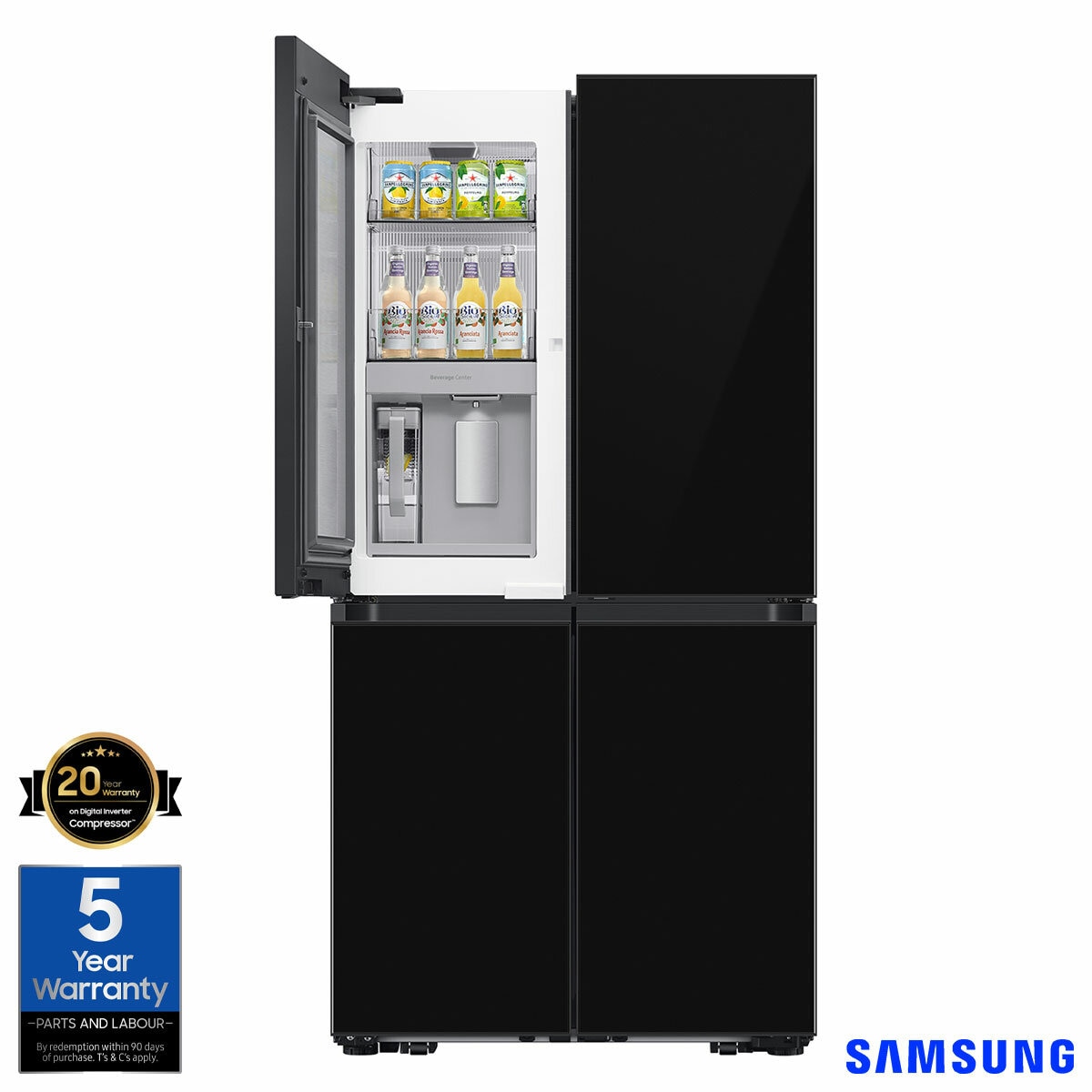 Samsung Bespoke SpaceMax RF65DB970E22EU 645L Smart Multi Door Fridge Freezer, Clean Black