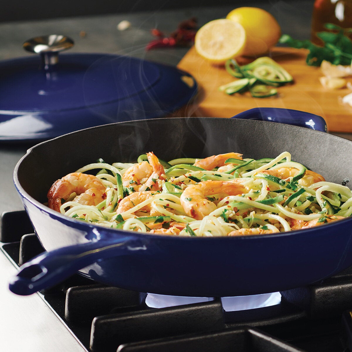 Tramontina Enamel Cast Iron Saute Pan with Lid, 30cm / 3.25L in 2 Colours Tramontina Enamel Cast Iron Saute Pan with Lid, 30cm / 3.25L in 2 Colours