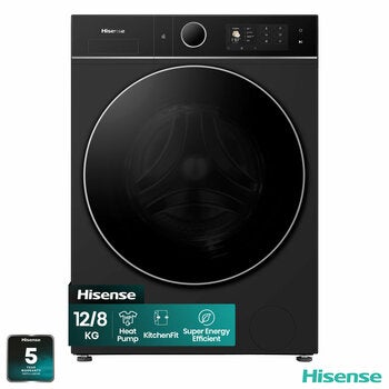 Hisense KitchenFit 5i Series WD5I1245BBRH 12kg / 8kg Washer Dryer, A Rated in Black