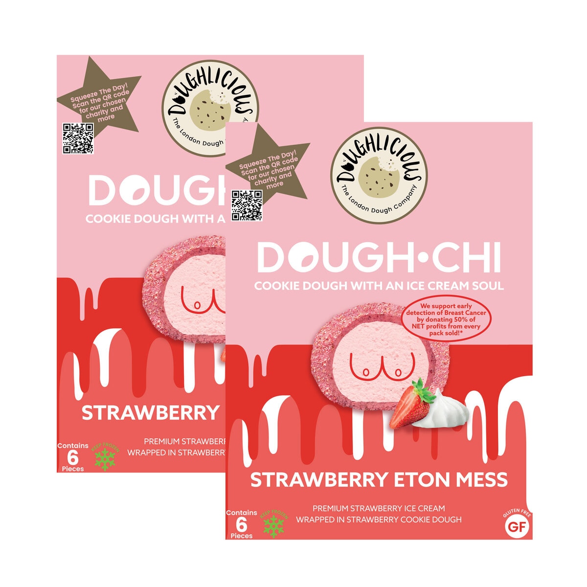 Doughlicious Dough-Chi Strawberry Eton Mess, 2 x 6 Pack