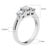 1.00ctw Round Brilliant Cut Diamond 3 Stone Ring, 18ct White Gold