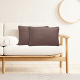 Brown Velvet cushion two pack on sofa