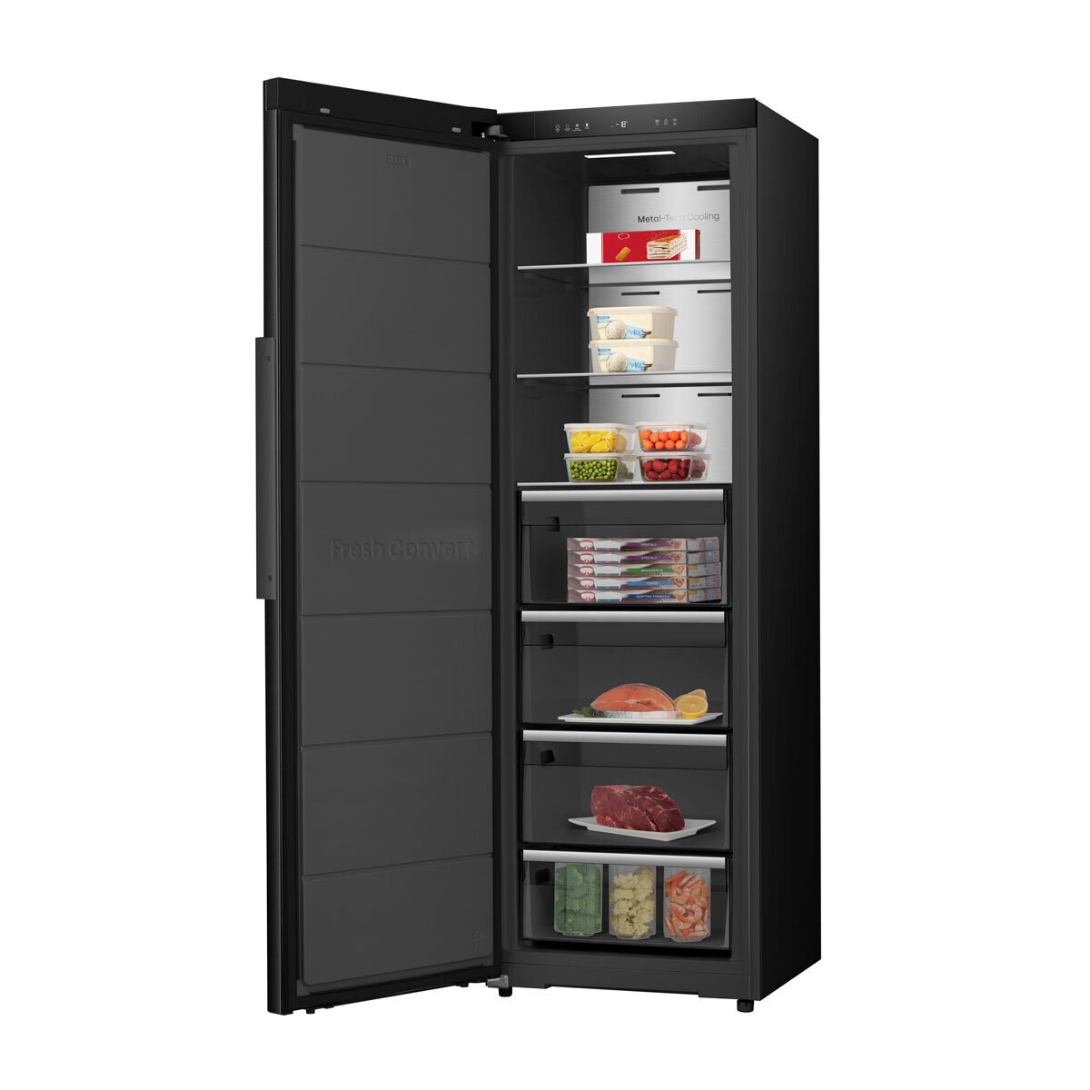 Hisense FT5K310GSFC KitchenFit Upright Freezer, C Rated in Black Steel