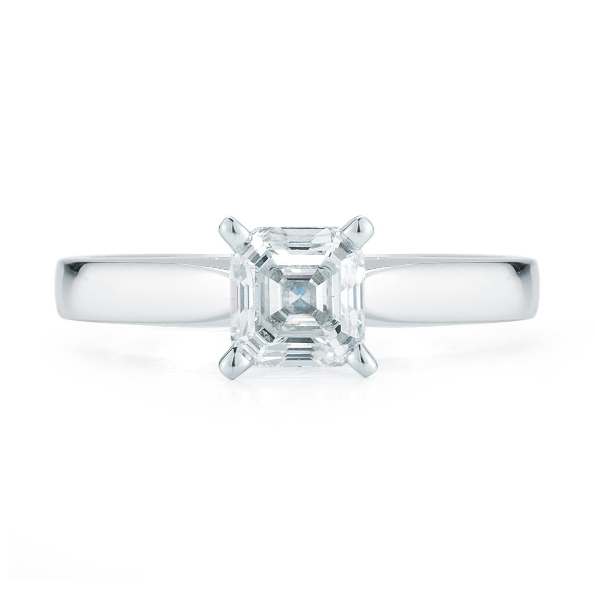1.0ct Asscher Cut Diamond Solitaire Ring, Platinum