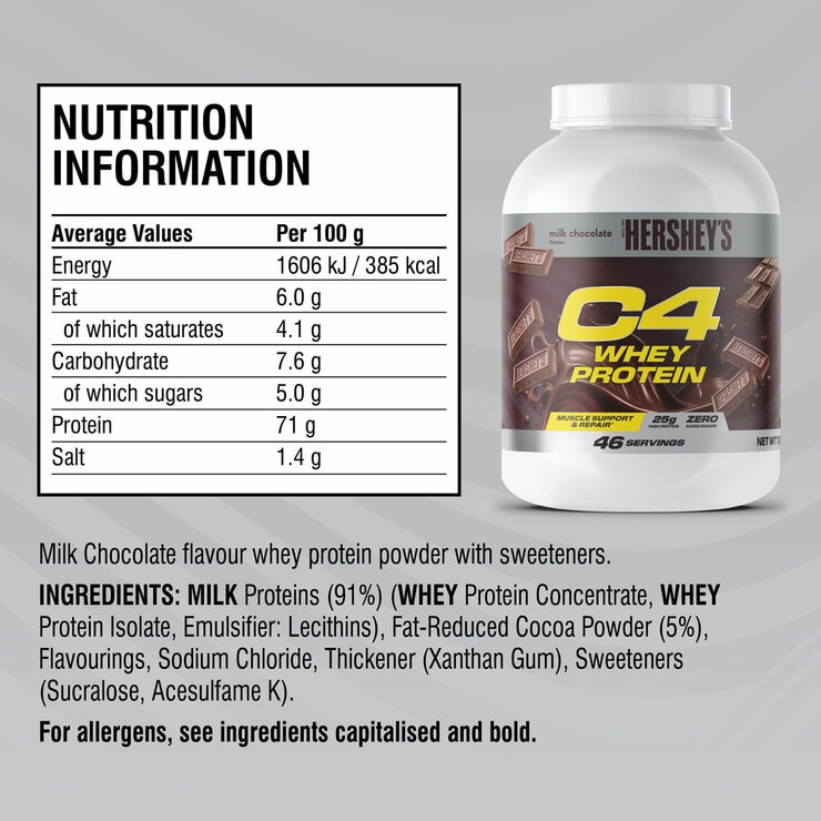 C4 Hersheys Chocolate Whey Protein Powder 1.6kg