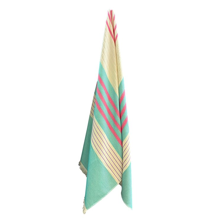Made in Portugal 100% Cotton Blue & Pink Beach Towel Made in Portugal 100% Cotton Blue & Pink Beach Towel