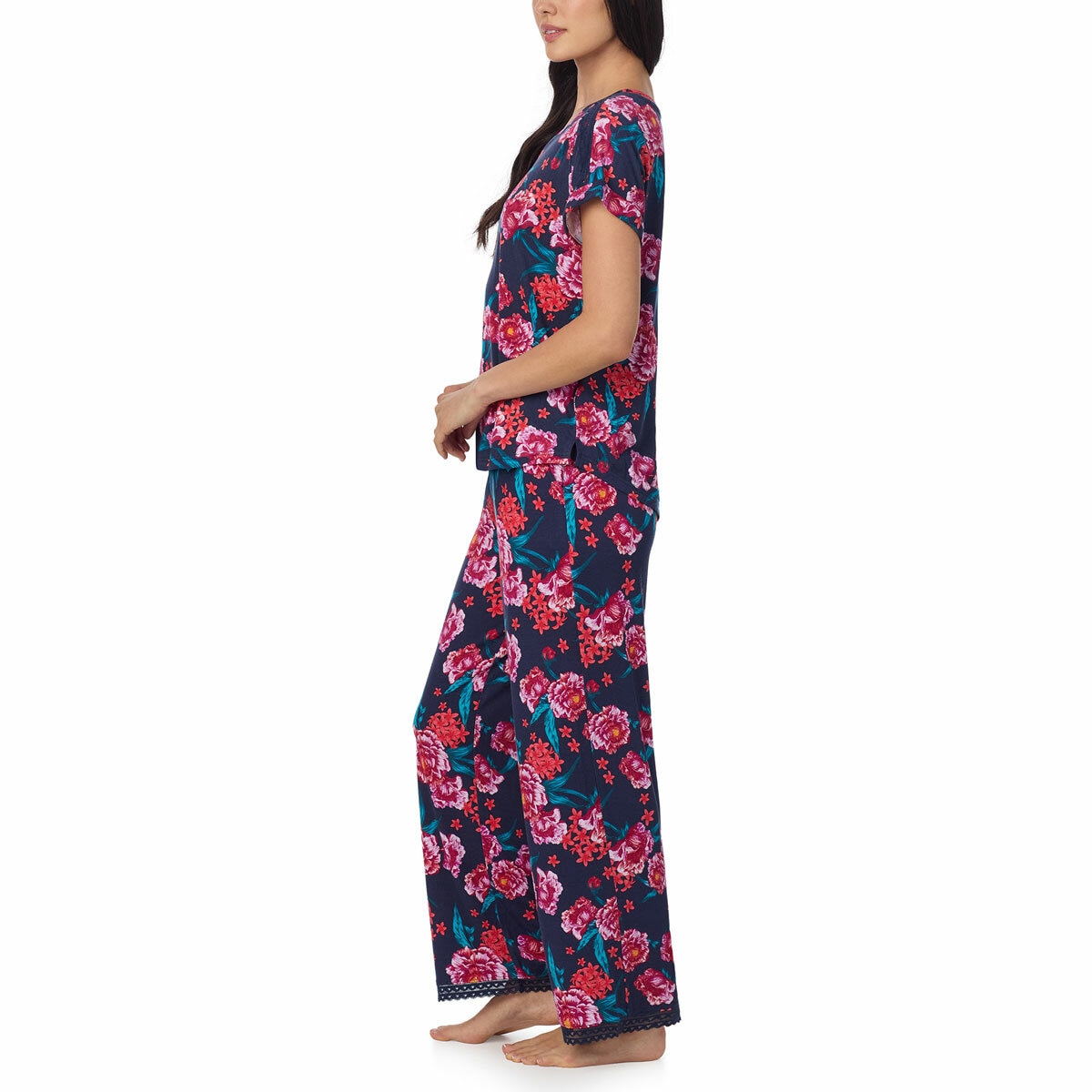 Carole Hochman 3 Piece Pyjama Set In Navy Floral