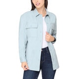 BC Clothing Ladies Cotton Twill Shacket in Light Blue