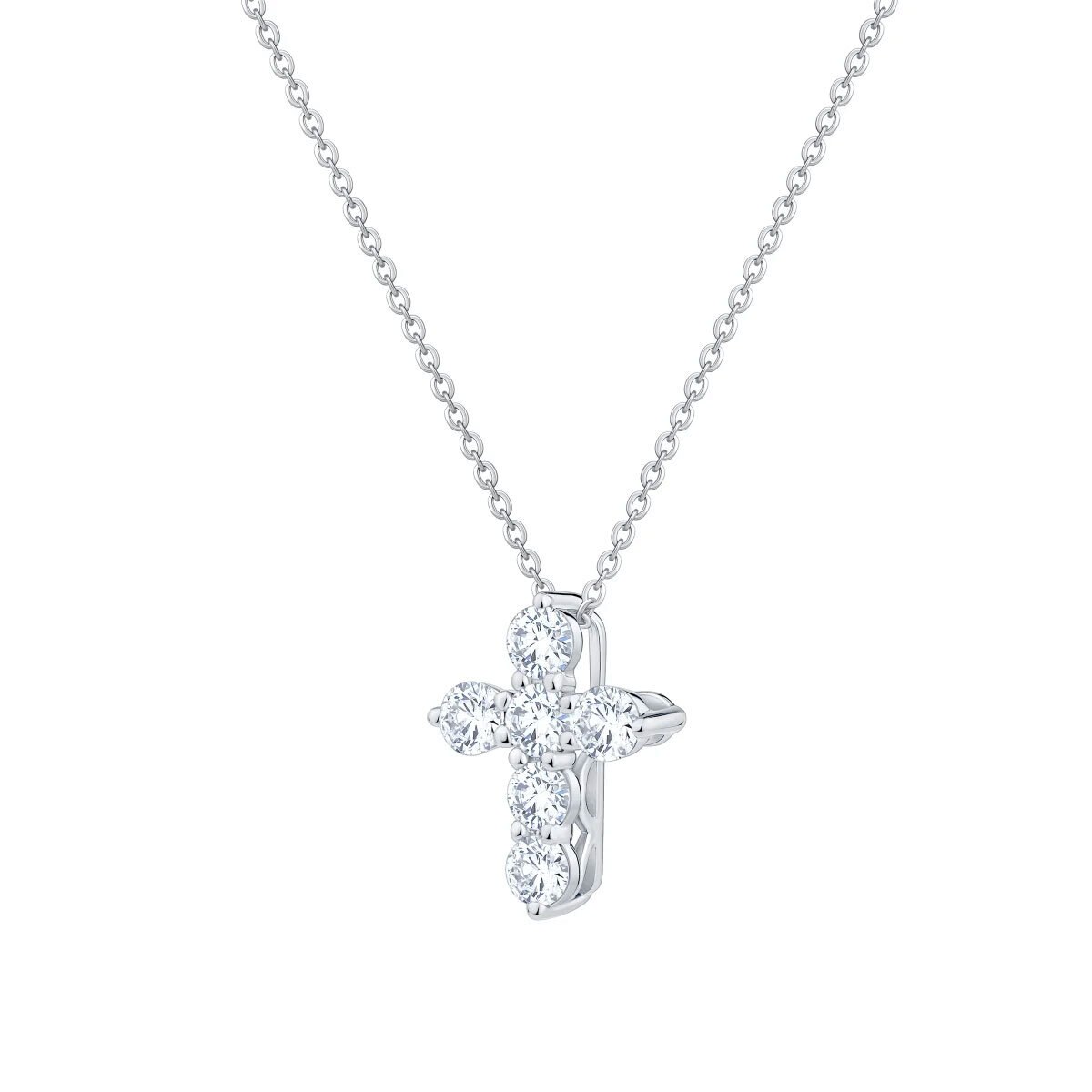 0.50ctw Round Brilliant Cut Diamond Cross Pendant, 14ct White Gold