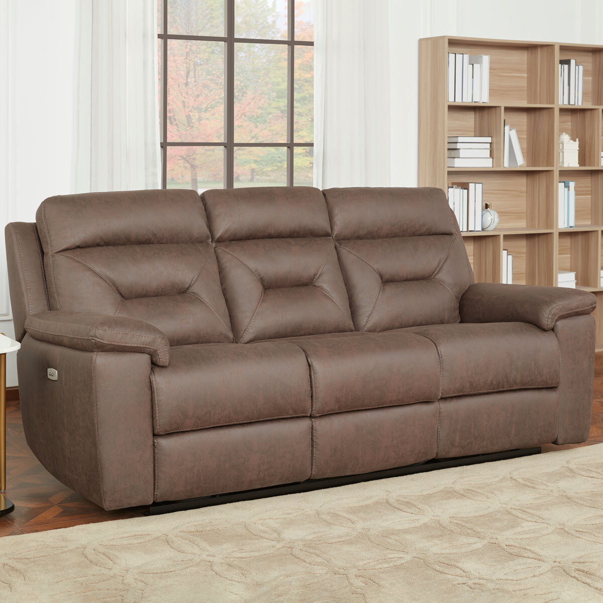 Gilman Creek Justin Brown Fabric Power Reclining 3 Seater Sofa