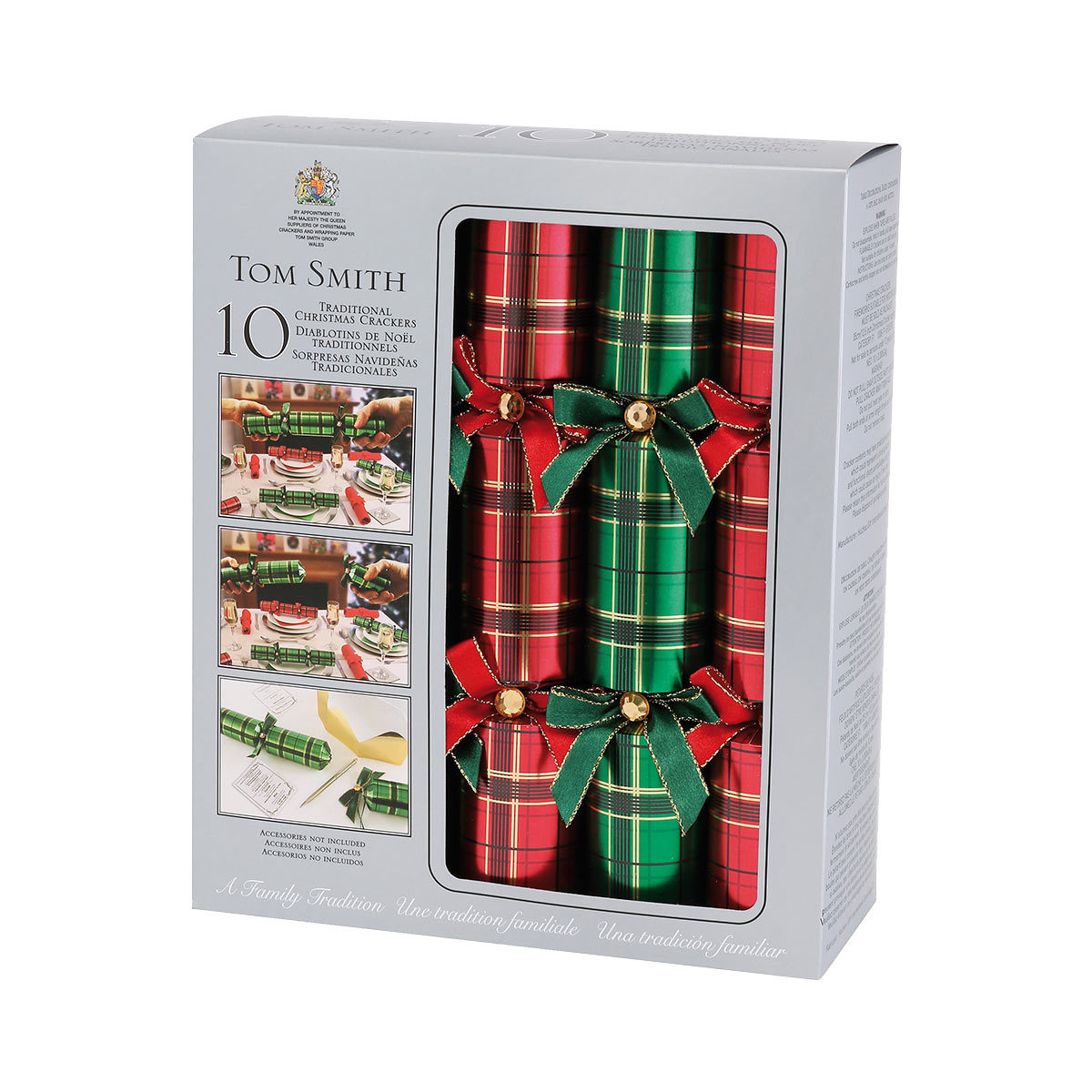 Tom Smith 12.5" (32cm) Traditional Christmas Cracker 10 Pack in Tartan