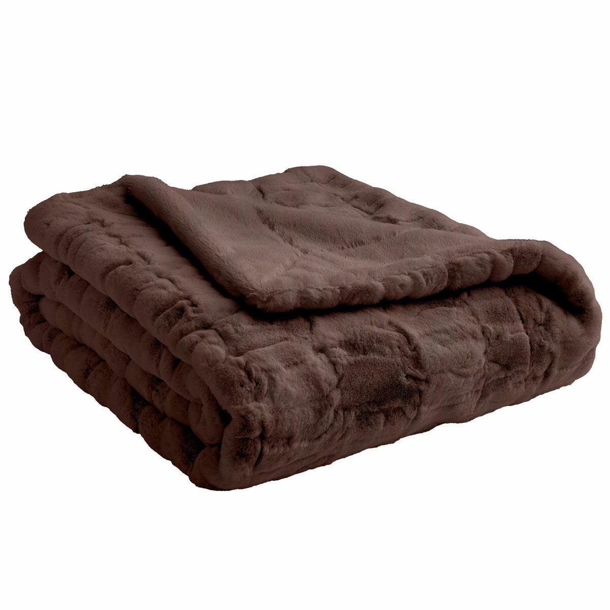 Safdie Luxury Faux Rabbit Fur Brown Throw, 127 x 178 cm