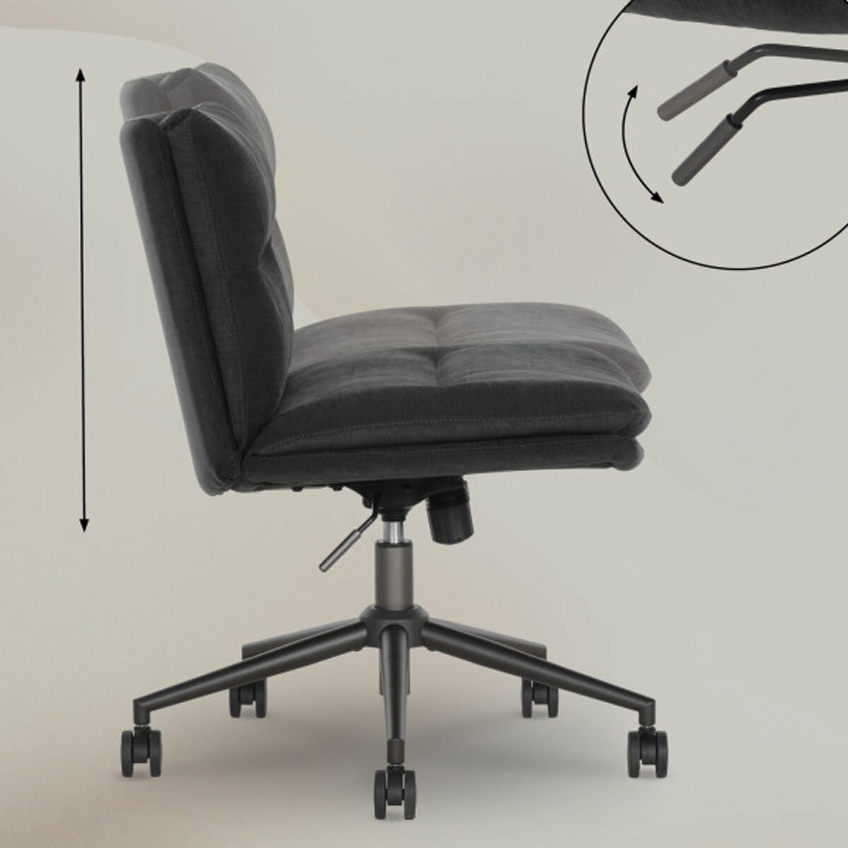 Elle Decor Criss-Cross Wide Office Chair, Black