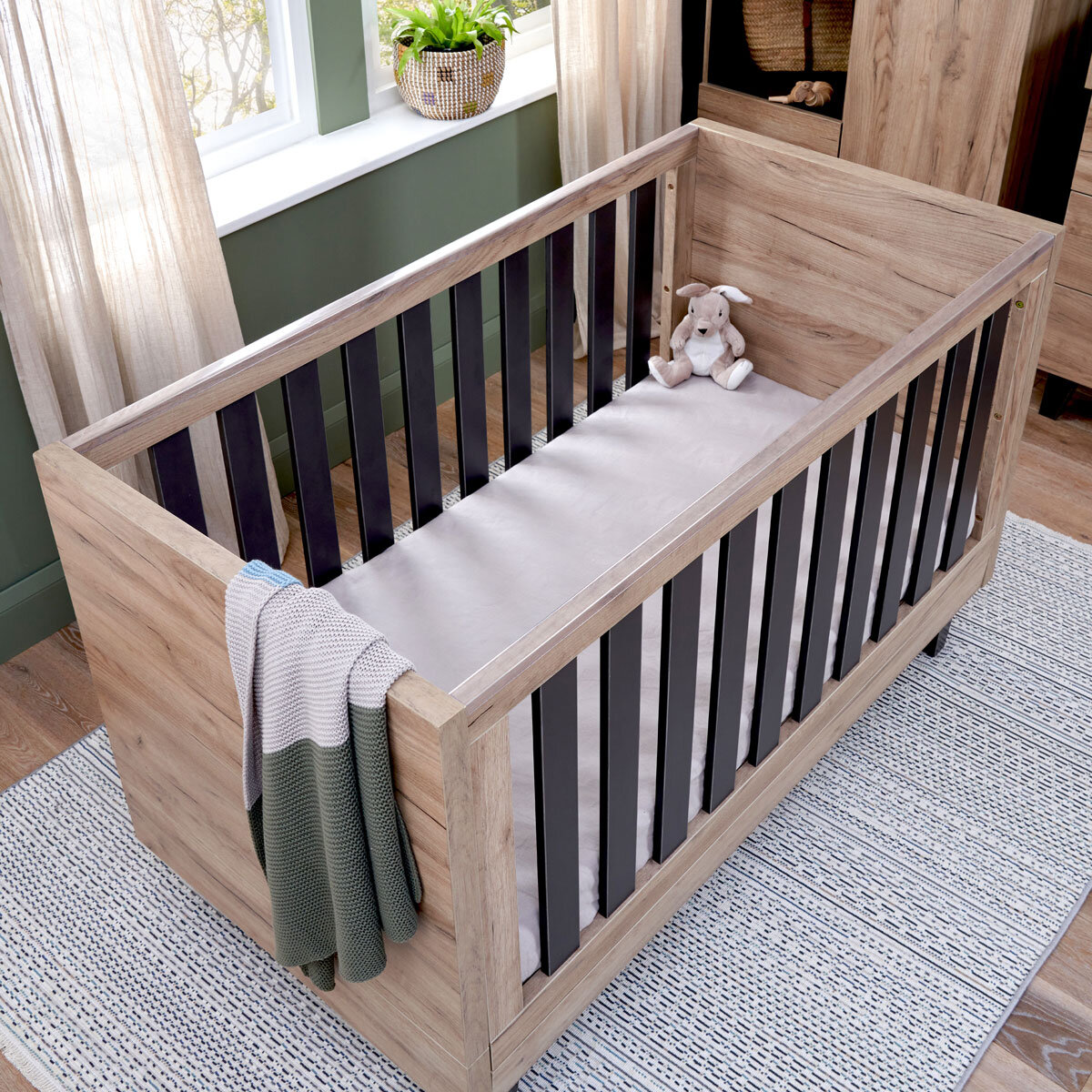 Tutti Bambini Como 4 Piece Nursery Set with Sprung Mattress, Distressed Oak