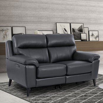 Grace Dark Grey Leather Power Reclining 2 Seater Sofa