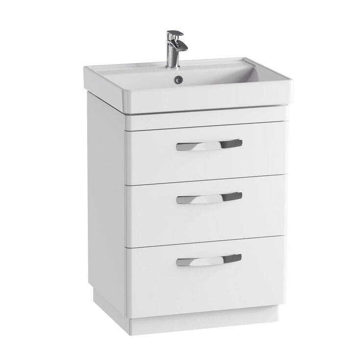 Tavistock Curve 60.0 cm 3 Drawer Floor Mounted Vanity Unit in White