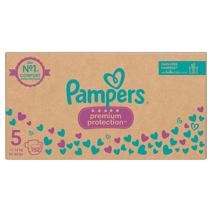 Pampers Premium Protection, Size 5, 152 Pack Packinging