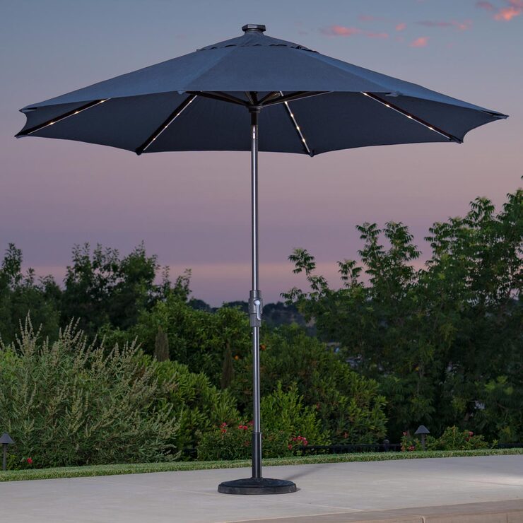 SunVilla 10ft Aluminium AutoTilt 56 LED Umbrella in Indigo Costco UK