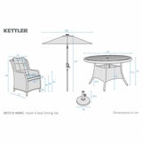 Kettler Hazel 6 Piece Wicker Dining Set with Umbrella