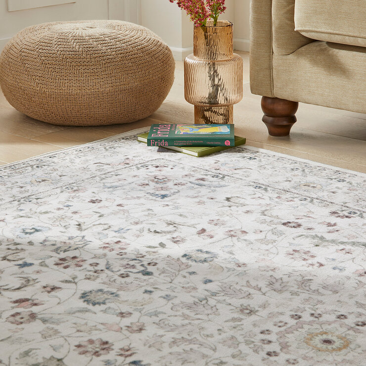 Concept Looms Liberty Cream Washable Rug, in 3 Sizes