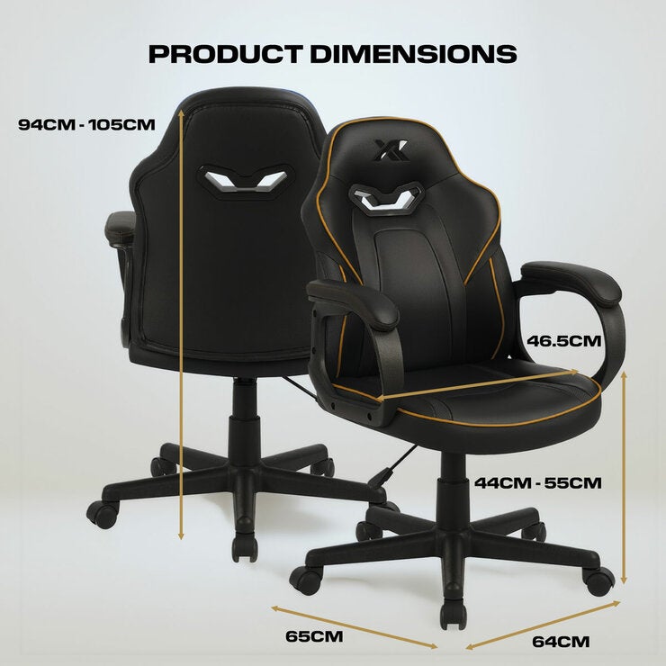 X Rocker Mythos Mid-Back Gaming Chair, Black/Gold