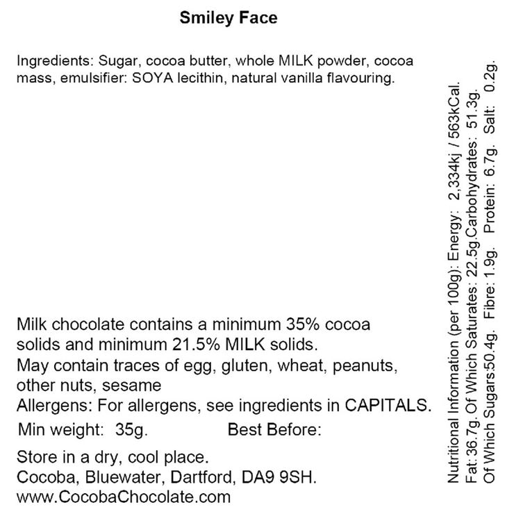 Nutritional information back label Nutritional information back label