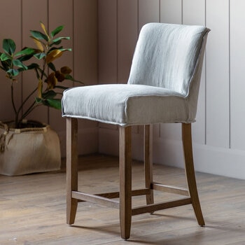 Gallery Tarnby Grey Linen Bar Stool, 2 Pack