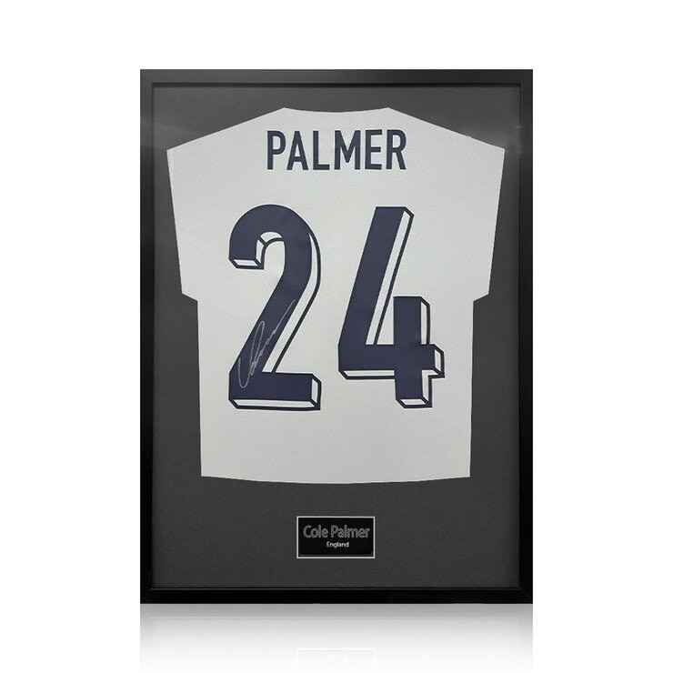 Cole Palmer Signed Framed England Football Shirt in 2 Options: White or Black Mount Cole Palmer Signed Framed England Football Shirt in 2 Options: White or Black Mount