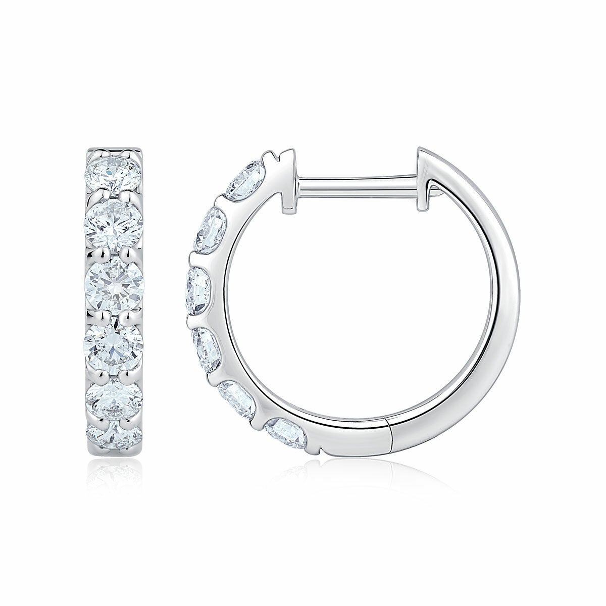 1.00ctw Round Brilliant Cut Diamond Hoop Earrings, 14ct White Gold 1.00ctw Round Brilliant Cut Diamond Hoop Earrings, 14ct White Gold