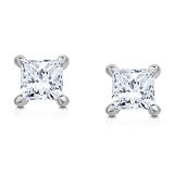 0.50ctw Princess Cut Diamond Stud Earrings, 18ct White Gold