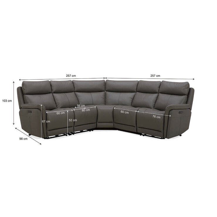 Gilman Creek Hadley Leather Reclining Sectional Sofa with Power Headrests