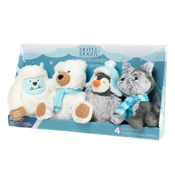 Hotel Doggy Cozy Winter Plushies, 4 Pack