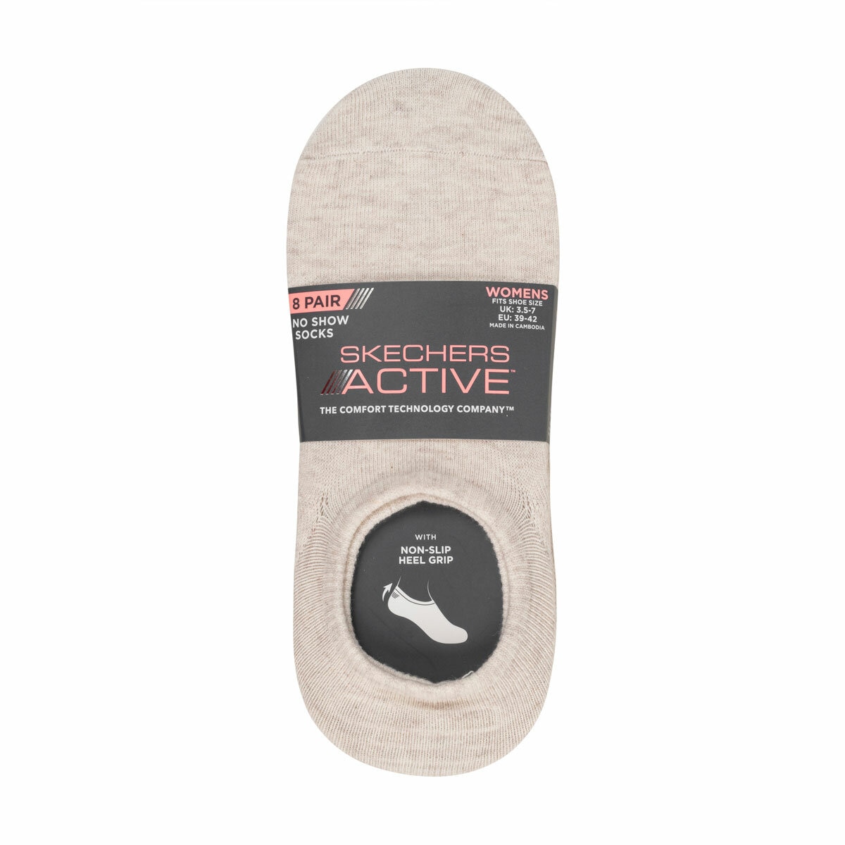 Skechers Ladies No Show Sock 8 Pack in Beige/Grey/Cream