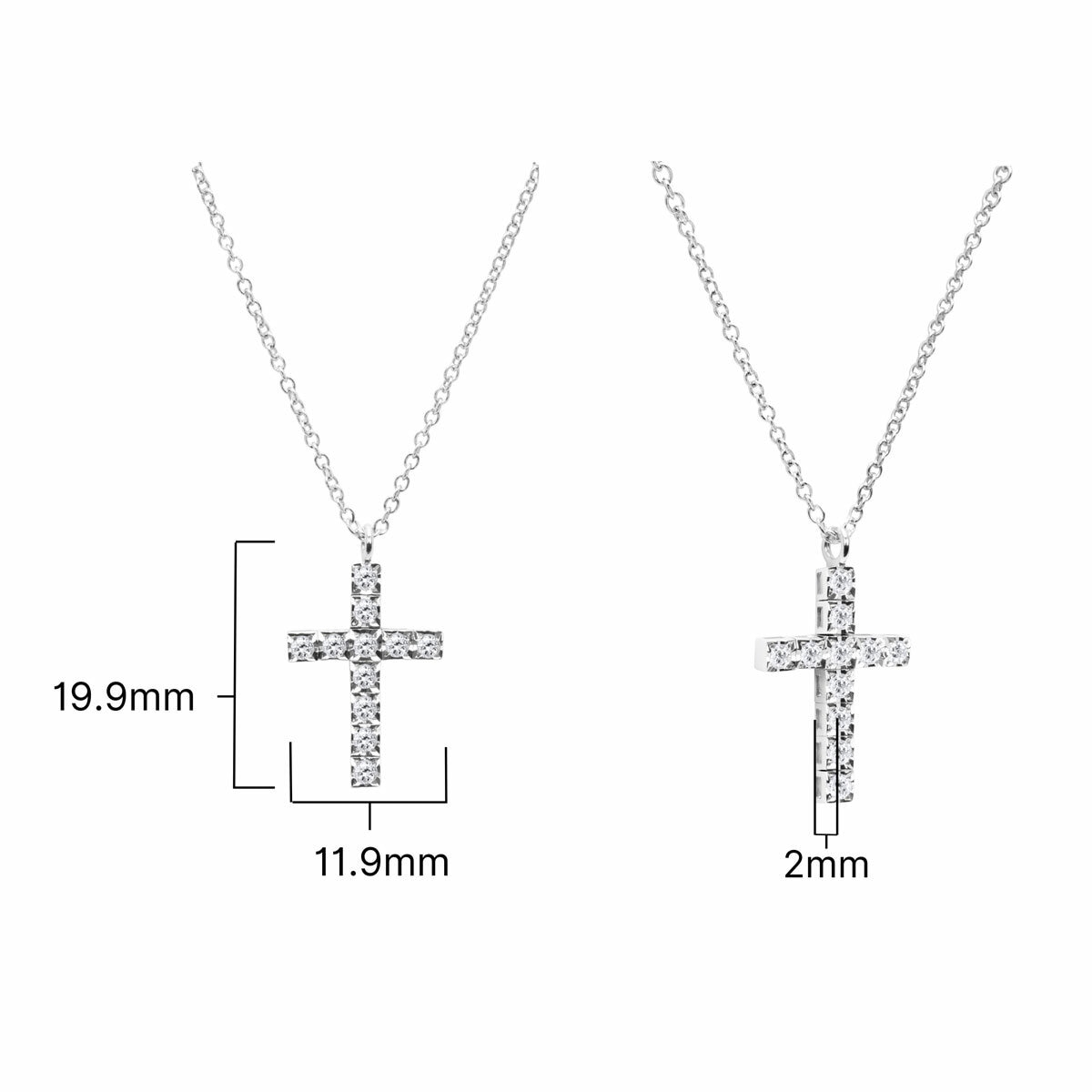 0.16ctw Round Brilliant Cut Diamond Cross Pendant, 18ct White Gold