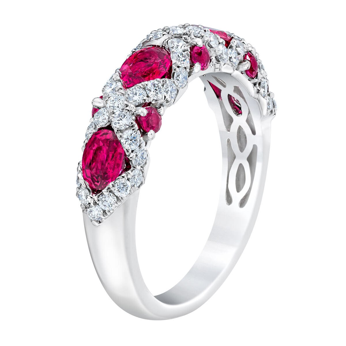 Ruby and 0.65ctw Diamond Ring, Platinum