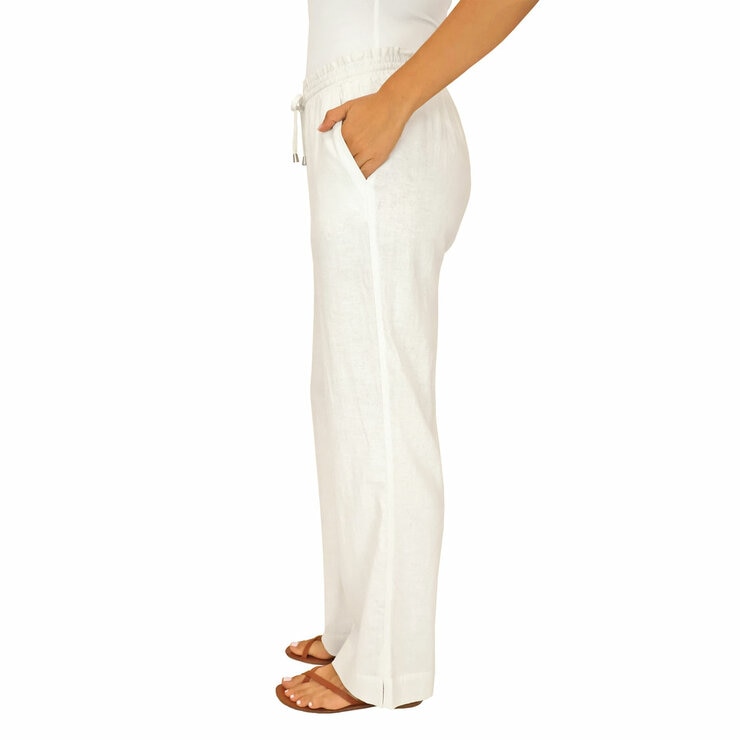 Briggs Ladies Linen Pant in White
