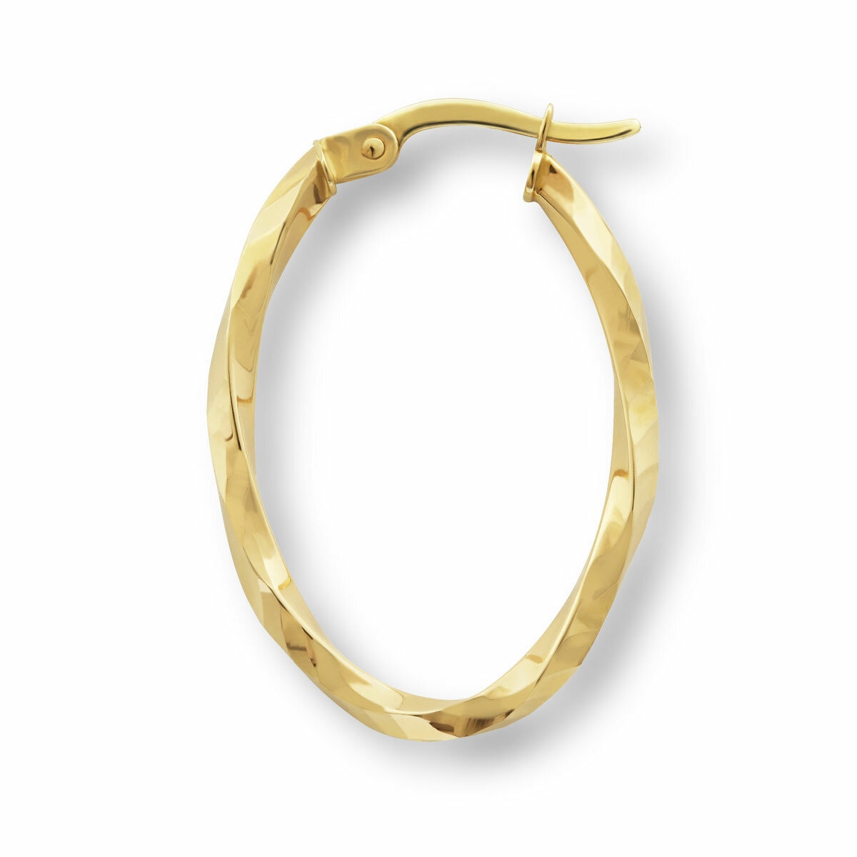 14ct Yellow Gold Twisted Square Hoop Earrings