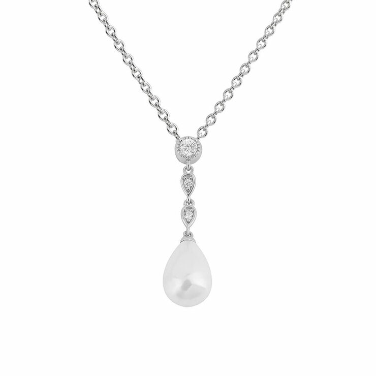 Diamonfire Shell Pearl Drop Necklace Diamonfire Shell Pearl Drop Necklace